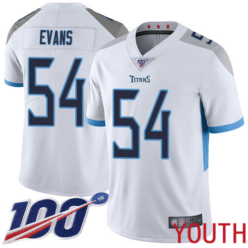 Tennessee Titans Limited White Youth Rashaan Evans Road Jersey NFL Football #54 100th Season Vapor Untouchable->youth nfl jersey->Youth Jersey